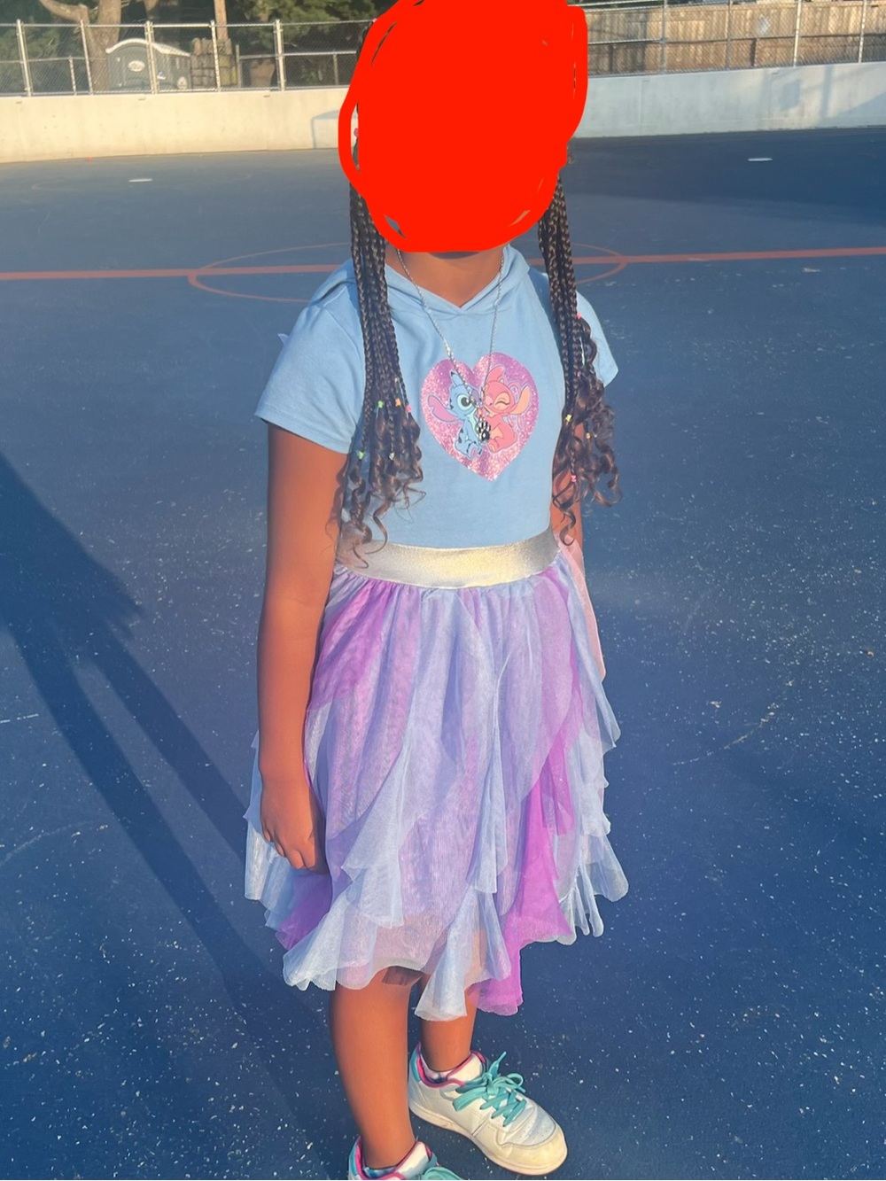 Disney Lilo & Stitch Girls Angel & Stitch Blue & Purple Hooded Tutu Dress Size 8